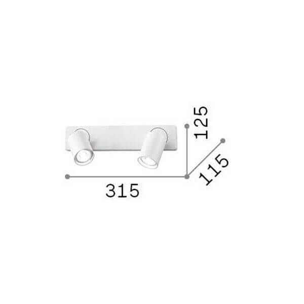 Ideal Lux RUDY GU10 Wandleuchte 2x dimmbar Weiss warmweiss 229041