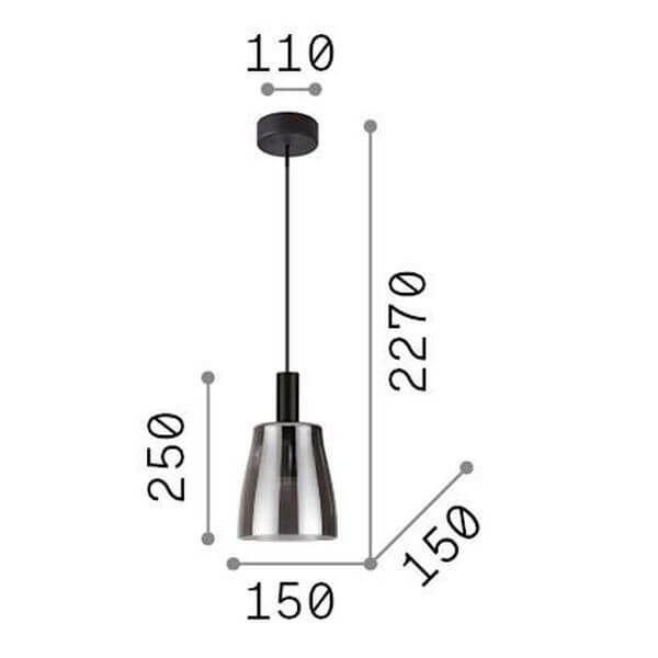 Ideal Lux COCO LED Pendelleuchte 7W ⌀140mm Rauchglas warmweiss 275543