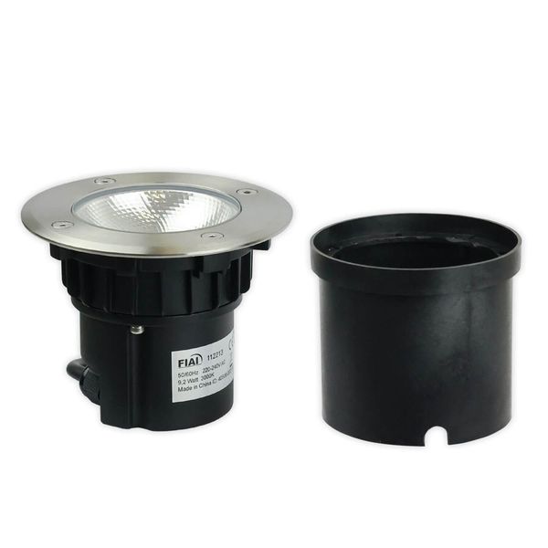 ISOLED LED Bodeneinbaustrahler, rund Edelstahl, IP67, 7W COB, 90°, warmweiß