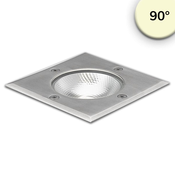 ISOLED LED Bodeneinbaustrahler, quadr. Edelstahl, IP67, 7W COB, 90°, warmweiß