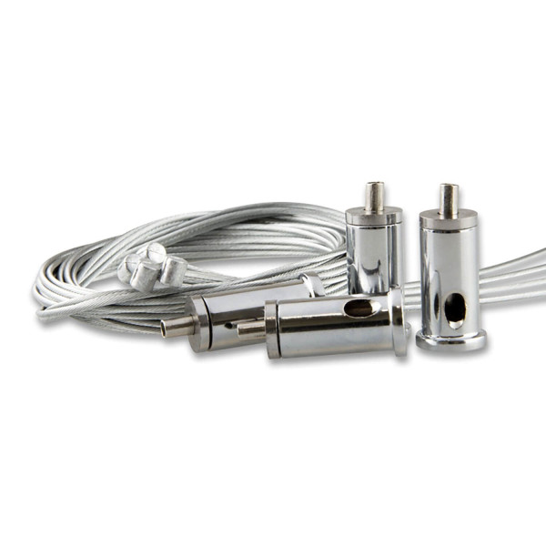 ISOLED Seilabhängung (4 Stk) mit Deckenverschraubung und Gegenstück mit Rutschklemme inkl. Stahlseile 1,5m