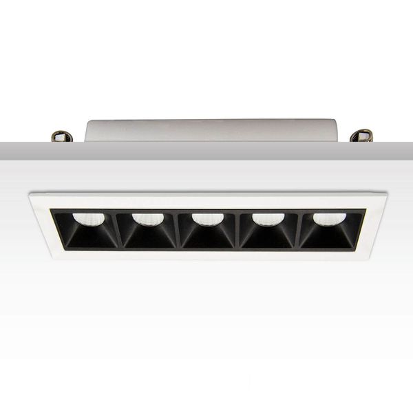 ISOLED LED Einbauleuchte Raster Line weiß/schwarz, dimmbar, 10W, warmweiß