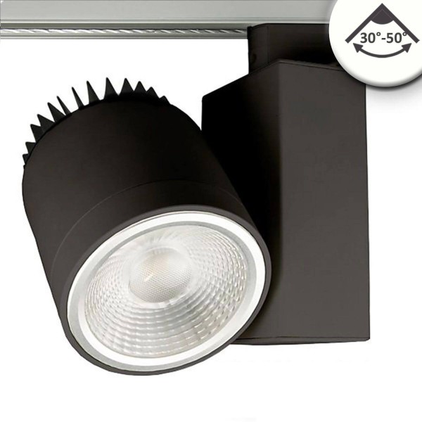 ISOLED 3-PH Schienen-Strahler fokussierbar, 30W, 30°-50°, schwarz matt, 4000K, dimmbar