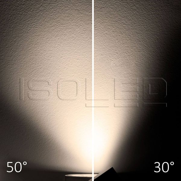ISOLED 3-PH Schienen-Strahler fokussierbar, 30W, 30°-50°, schwarz matt, 3000K, dimmbar
