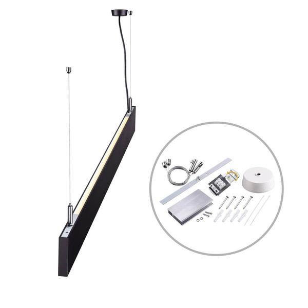 Isoled LED Hängeleuchte Linear Up&Down 600, 25W, prismatisch, linear- u. 90° verbindbar, schwarz, warmweiß 113999