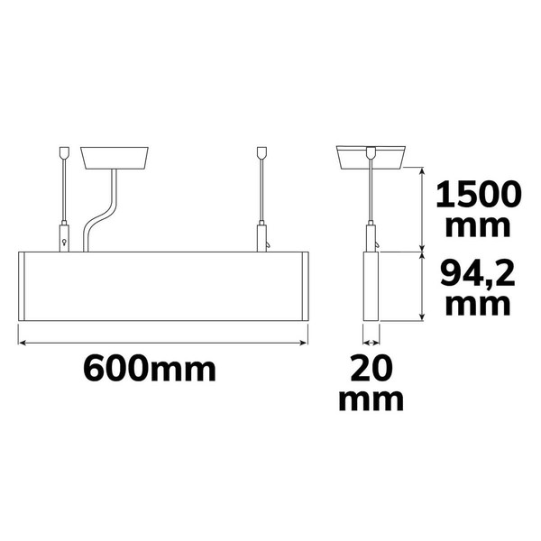 Isoled LED Hängeleuchte Linear Up&Down 600, 25W, prismatisch, linear- u. 90° verbindbar, schwarz, warmweiß 113999