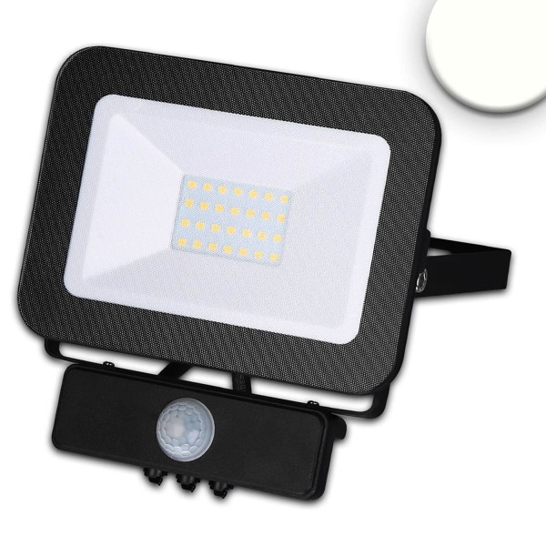 ISOLED LED Fluter mit PIR-Bewegungssensor 30W, neutralweiß, schwarz, IP65