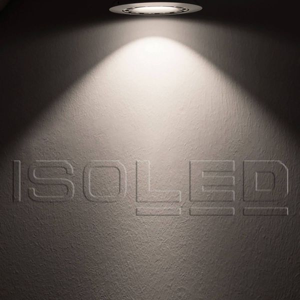 ISOLED LED Einbaustrahler asymmetrisch COB, weiß, 8W, 50°, IP44, rund, neutralweiß, dimmbar