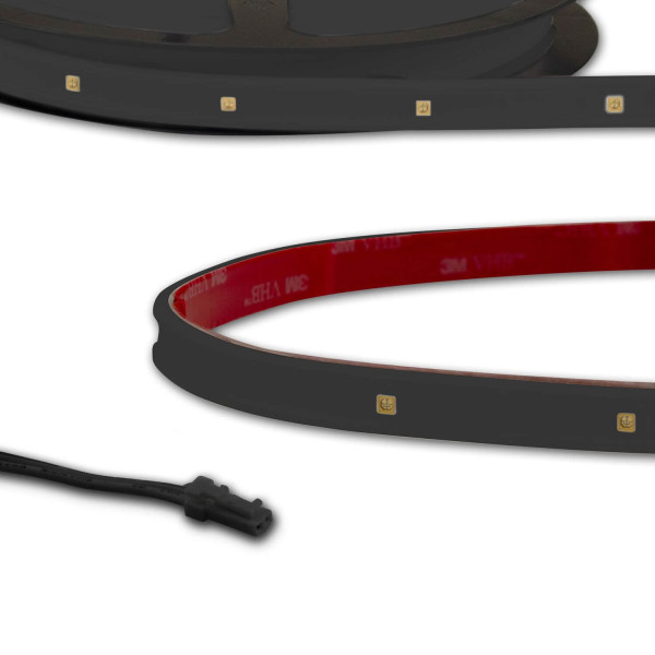 ISOLED LED UV-C MiniAMP Flexband Streifen 270nm, 12V DC, 12W, IP54, 116cm, schwarz, eins. Kabel + malePlug, 24 LED/m