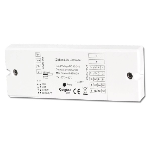 ISOLED ZigBee 3.0 PWM-Dimmer für LED Flexbänder/Spots, 5 Kanal, 12-24V DC 5x4A
