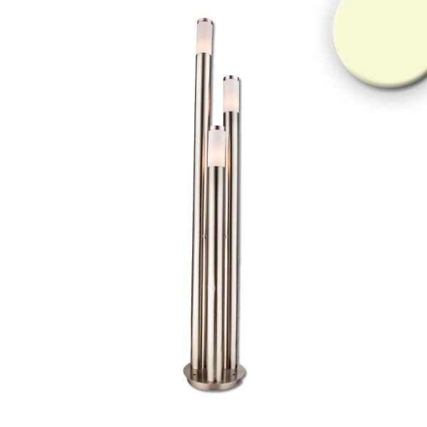 ISOLED Pollerleuchte 1700 Edelstahl, IP44, warmweiß, inkl. 3x E27 LED Leuchtmittel 9W