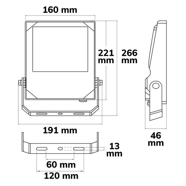 Isoled LED Fluter HEQ 50W, 110°, 4000K, IP66 115092