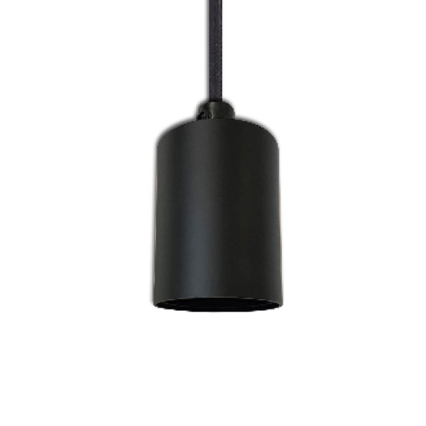 ISOLED E27 Fassung schwarz mit schwarzem Kabel 160cm