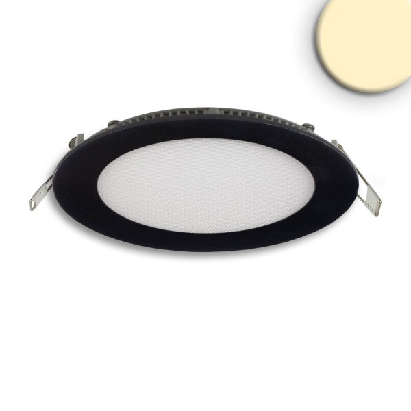 ISOLED LED Downlight, 9W, rund, ultraflach, blendungsreduziert, schwarz, warmweiß, dimmbar CRI90