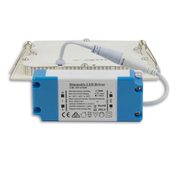 ISOLED LED Downlight, 9W, eckig, ultraflach, blendungsreduziert, weiß, neutralweiß, dimmbar CRI90