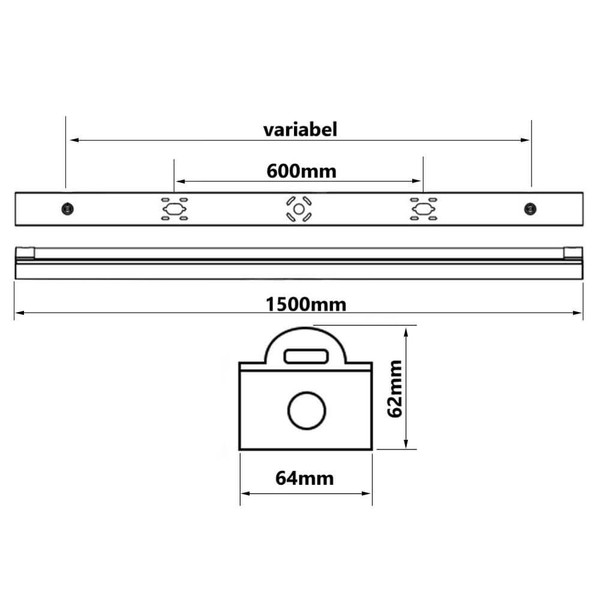 Isoled LED Balkenleuchte 40W, IP42, ColorSwitch 3000/4000/6000K, weiß, 150cm 115481