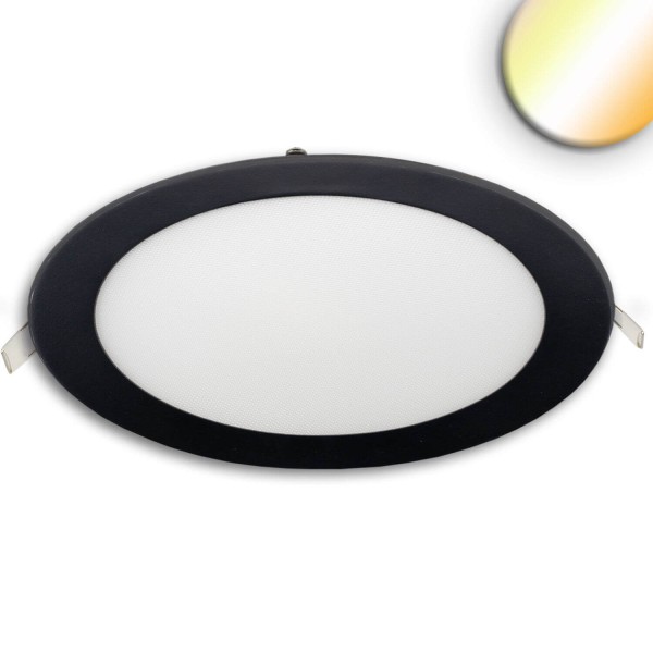 ISOLED LED Downlight, 24W, rund ultraflach schwarz, 300mm, Colorswitch 3000/3500/4000K, dimmbar