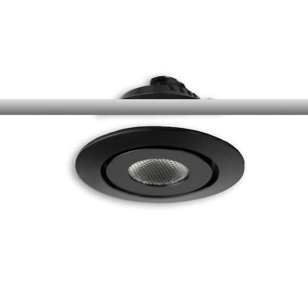 ISOLED LED Einbauleuchte MiniAMP schwarz, 3W, 12V DC, warmweiß, dimmbar, 100cm Kabel