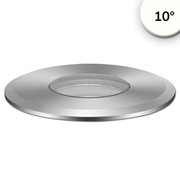 ISOLED LED Bodeneinbaustrahler, rund 55mm, Edelstahl, 12-24V, IP67, 3W, 10°, neutralweiß