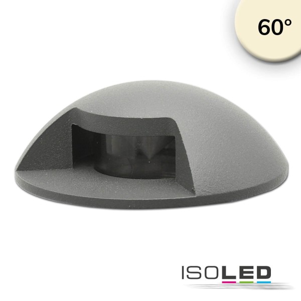 ISOLED LED Bodeneinbaustrahler, rund 1SIDE 60mm, schwarz, 12-24V, IP67, 3W, 60°, warmweiß