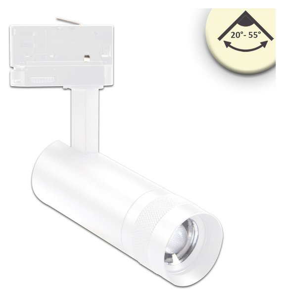 ISOLED 3-PH Schienen-Strahler fokussierbar, 8W, 20°-55°, weiß matt, 3000K, dimmbar