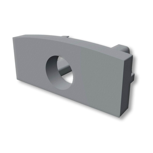 ISOLED Endkappe EC224 für Profil MINI-AB V2, grau, mit Kabeldurchführung, 1 STK