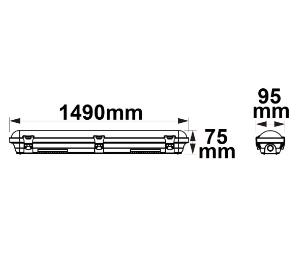 ISOLED LED Feuchtwannenleuchte 150cm mit Notlichtfunktion, IP65, PowerSwitch 35-60W, ColorSwitch 3000-4000-5000K