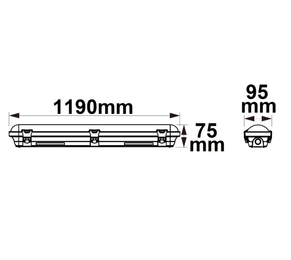 ISOLED LED Feuchtwannenleuchte 120cm mit Notlichtfunktion, IP65, PowerSwitch 25-40W, ColorSwitch 3000-4000-5000K