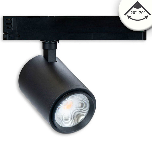 Isoled 3-Phasen Schienenstrahler fokussierbar, 42W, 20°-70°, schwarz matt, 4000K, CRI92, DALI dimmbar 116112