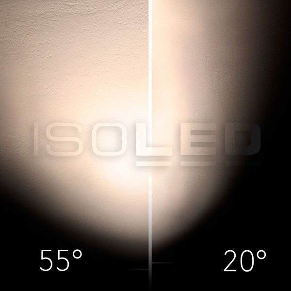 ISOLED 3-Phasen Schienen-Strahler fokussierbar, 12W, 20°-55°, schwarz matt, 3000K, DALI dimmbar