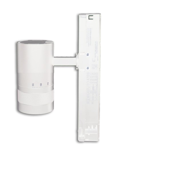 ISOLED 3-Phasen Schienen-Strahler fokussierbar, 12W, 20°-55°, weiß matt, 3000K, DALI dimmbar