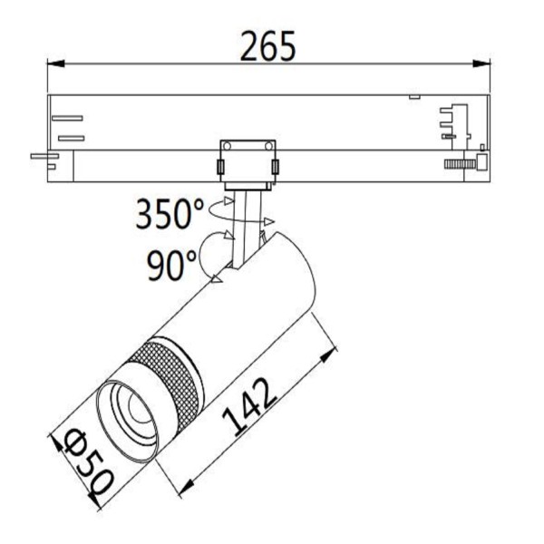 ISOLED 3-Phasen Schienen-Strahler fokussierbar, 12W, 20°-55°, weiß matt, 3000K, DALI dimmbar