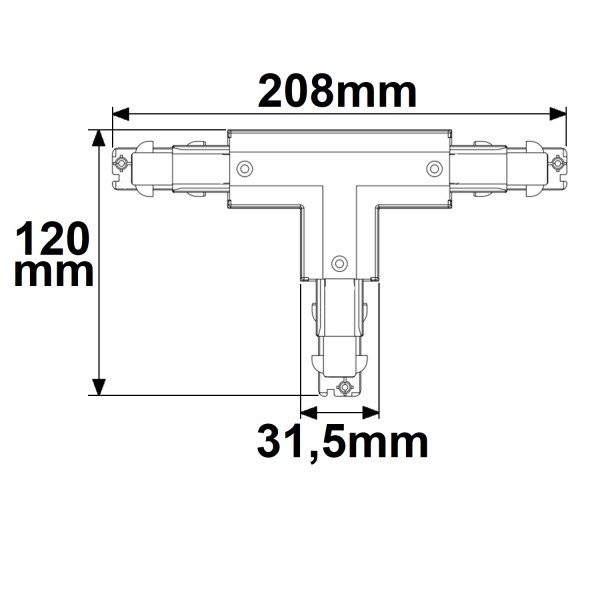 ISOLED 3-Phasen DALI T-Verbinder für Aufbauschiene, N-Leiter links, weiß