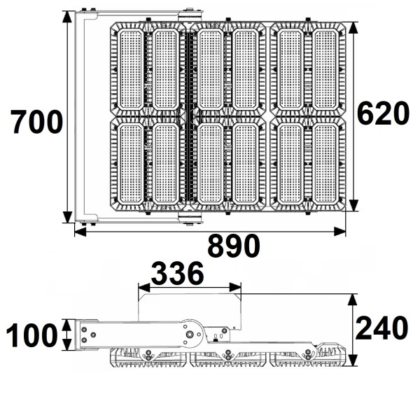 ISOLED LED Flutlicht 1.350W, 130x40° asymmetrisch, variabel, DALI dimmbar, warmweiß, IP66