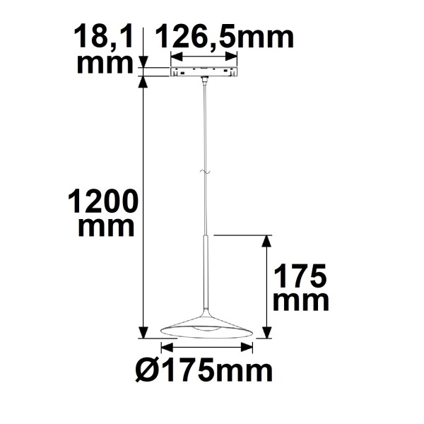 ISOLED Track48 Hängeleuchte Shade 5,5W, 120°, 48V DC, schwarz, 3000K