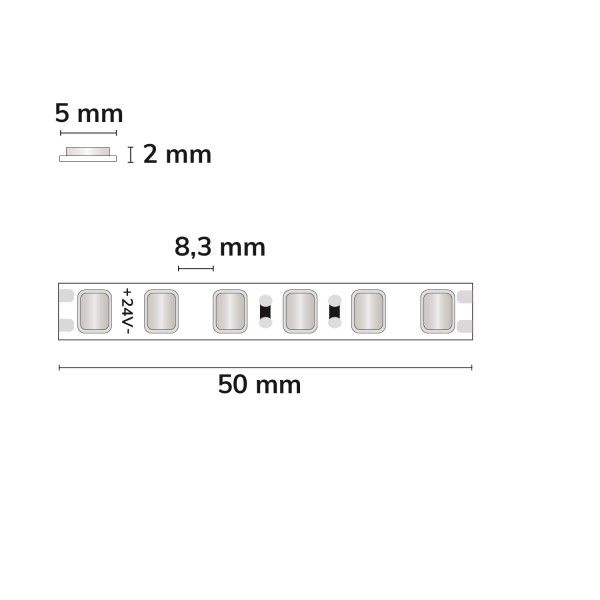 ISOLED LED HEQ MICRO Skyblue Flexband, 24V DC, 10W, IP20, 5m Rolle, 120 LED/m