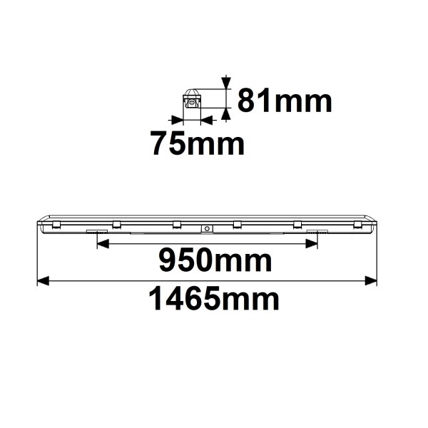 ISOLED LED Feuchtwannenleuchte SL 150cm, IP66, PowerSwitch 36-57W, 140lm/W, 4000K