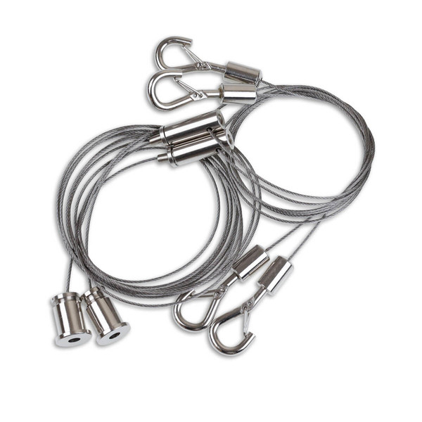 Isoled Y-Seilabhängung (2 Stk) mit Karabiner, Klappösen und Rutschklemme inkl. Stahlseil 1,5m 116408