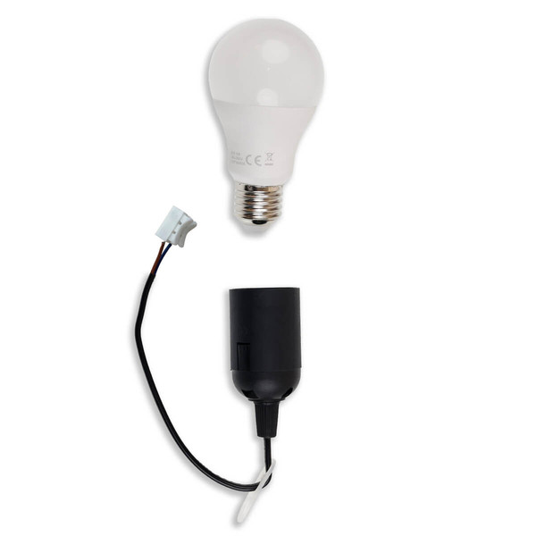 Isoled Baufassung E27 SET mit Federklemme, Öse und LED bulb 9W, warmweiß 116421