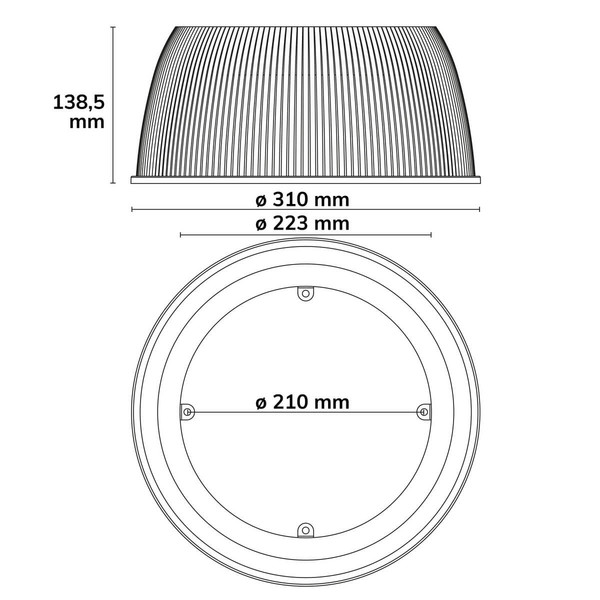Isoled PC-Reflektor 90° für LED Hallenleuchten Serie FL2, transparent 116435