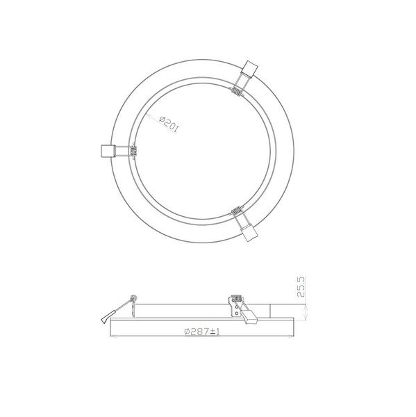Isoled Loch Adapterring für Downlights, mit Federn, weiß, ID 201mm - AD 287mm 116449
