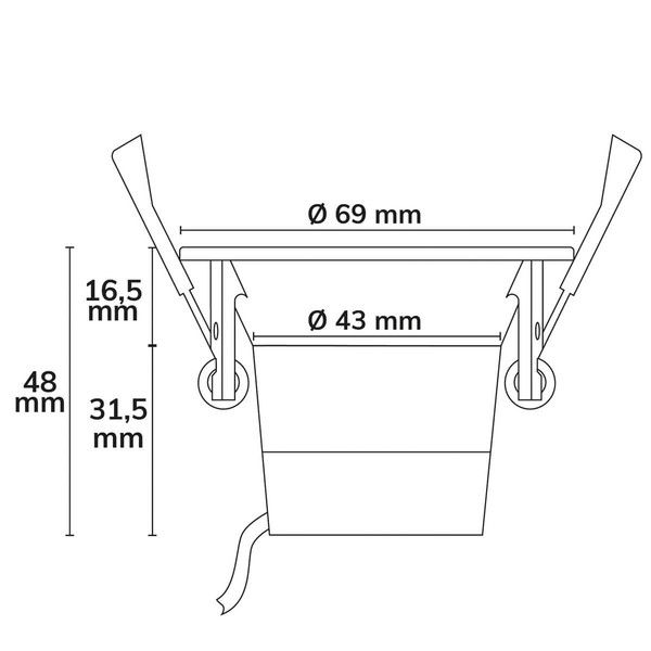 Isoled LED Einbaustrahler BACK60, alu glänzend, rund, 5W, CRI90, 2700K, rückversetzt, UGR<12, dimmbar 116706