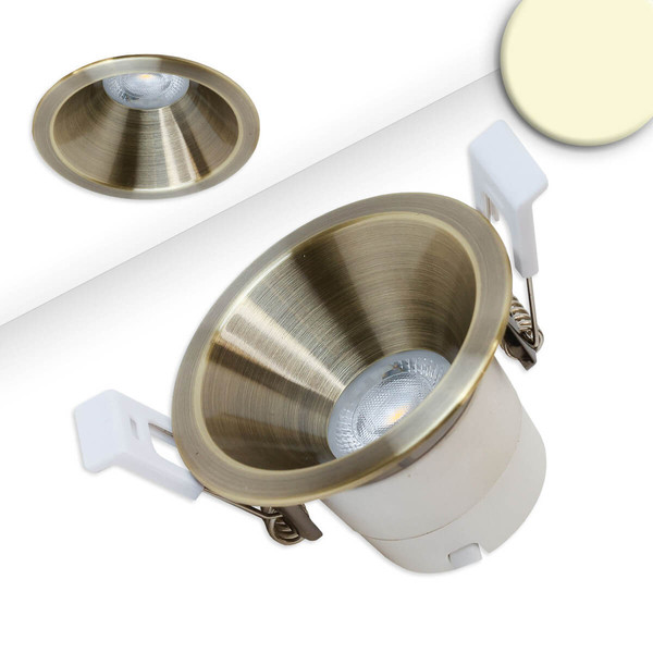 Isoled LED Einbaustrahler BACK60, messing geb., rund, 5W, CRI90, 2700K, rückversetzt, UGR<12, dimmbar 116708