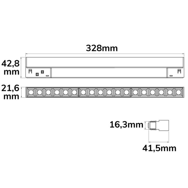 Isoled Track48 Leuchte 32cm weiß, 18W, 36°, UGR<19, 48V DC, 3000K, CRI90, Line+, DALI dimmbar 116741