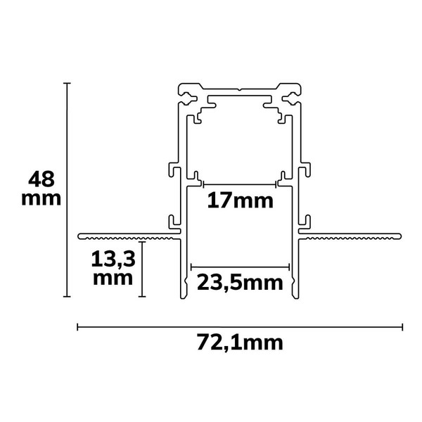 Isoled Track48 Eckschiene 90° horizontal für Trockenbauschiene, weiß, nicht stromführend 116771