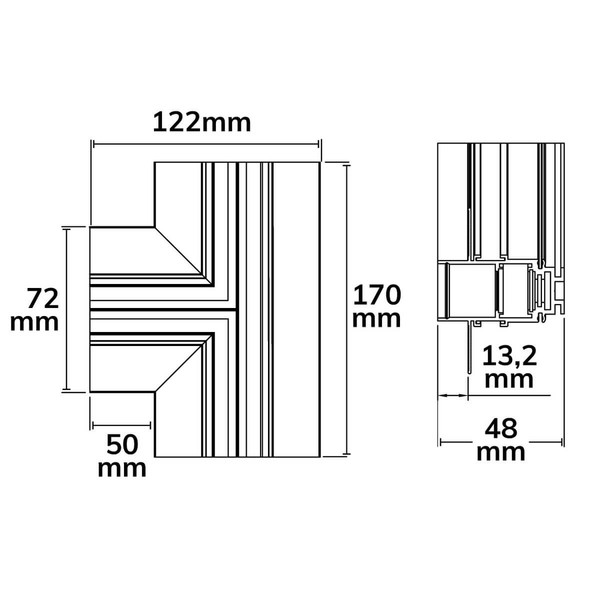Isoled Track48 T-Schiene horizontal für Trockenbauschiene, weiß, nicht stromführend 116785