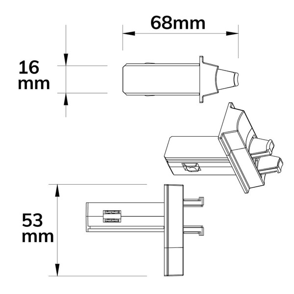 Isoled Track48 Multi X Verbinder zum Basismodul, für Aufbauschiene, weiß, max. 6A, 4-polig 116789