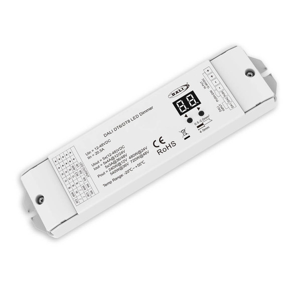 Isoled DALI-2 DT6 5 Adressen / DT8 5-Kanal 1 Adresse Multi-PWM Dimmer, 12-24V 5x4A, 36-48V 5x3A 116820