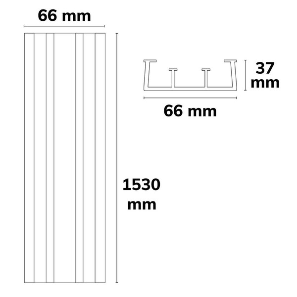 Isoled FastFix LED Linearsystem R XL Blindabdeckung für Balkenaufnahme, 1528mm, aus Polycarbonat 117007