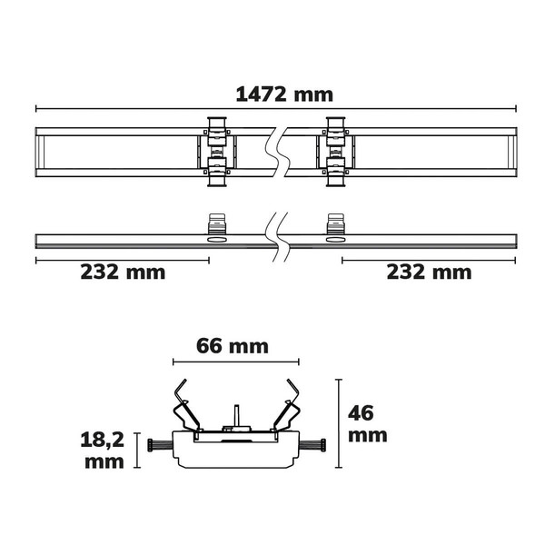Isoled FastFix LED Linearsystem R PRO Modul 1472mm, Blindabdeckung für Balkenaufnahme, Stahl 117038